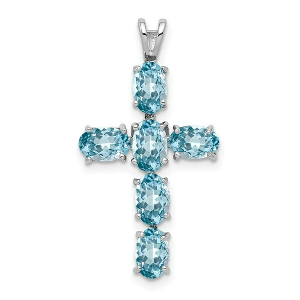 Diamond2Deal 925 Sterling Silver Rhodium-plated Light Swiss Blue Topaz Diam Pendant Diamond2Deal 925 Sterling Silver Rhodium-plated Light Swiss Blue Topaz Diam Pendant